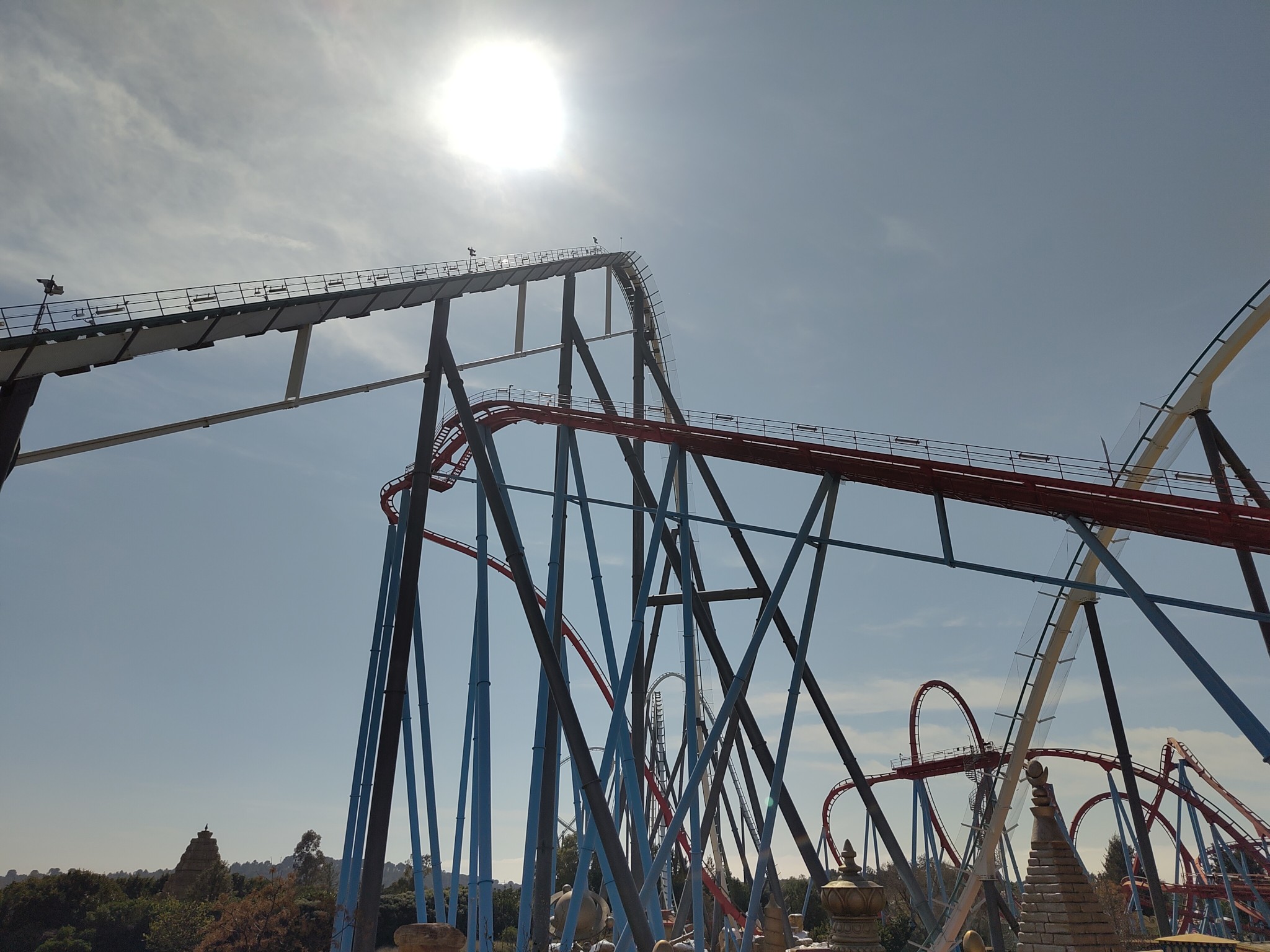 A photo showing a lot of roller coasters at Port Aventura